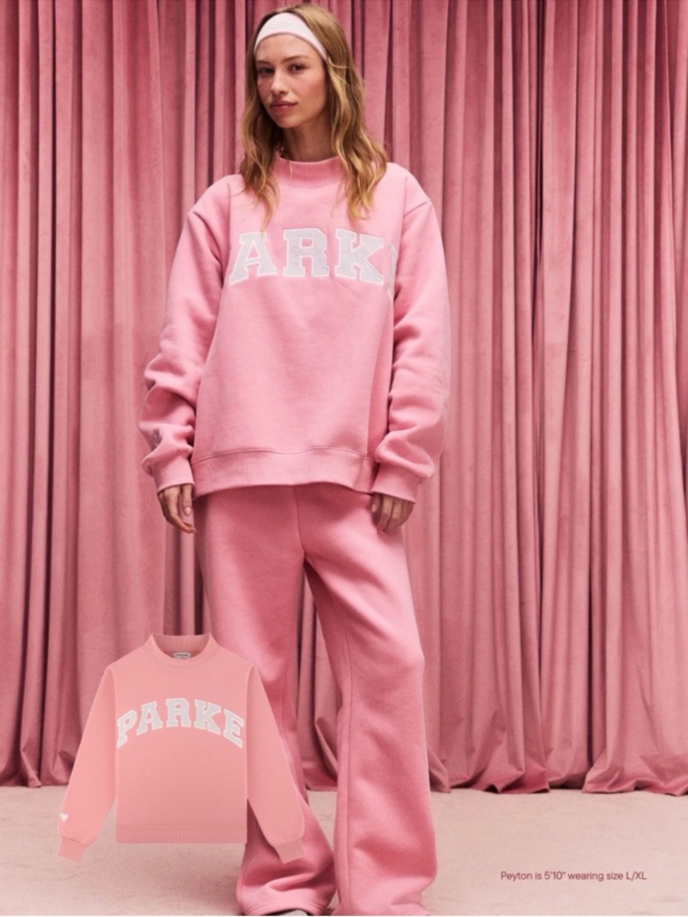 PARKE Blush + Lavender Valentines Drop Varsity Mockneck Sweater S/M